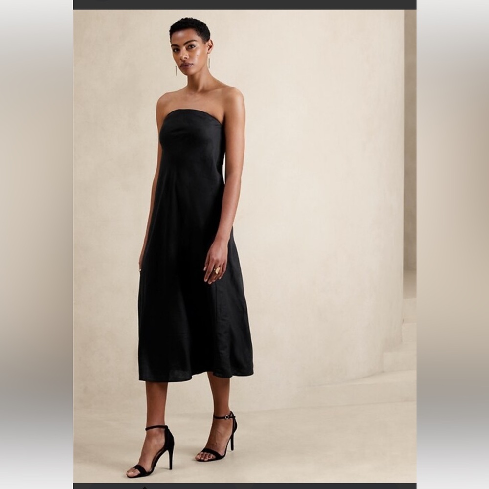 Banana Republic Strapless Black Midi Dress